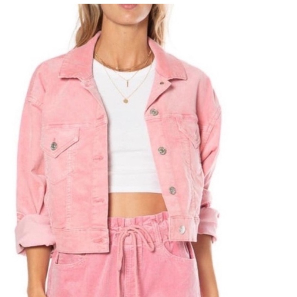 Juicy Couture Cropped Pink Corduroy Jacket